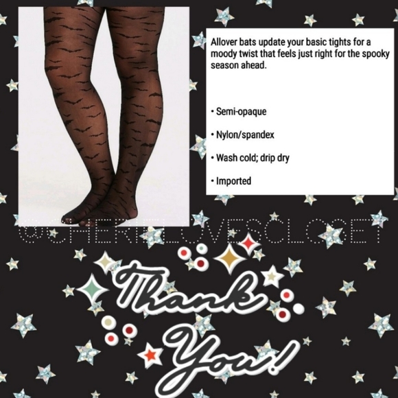 TORRID Black BATS Semi Opaque Tights! - Picture 2 of 4